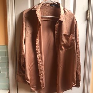 Rose gold satin shirt